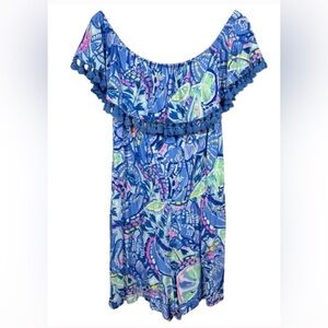 Lilly Pulitzer Blue Multicolor Off-Shoulder Jumpsuit